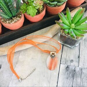 Orange Agate Sterling Silver Necklace